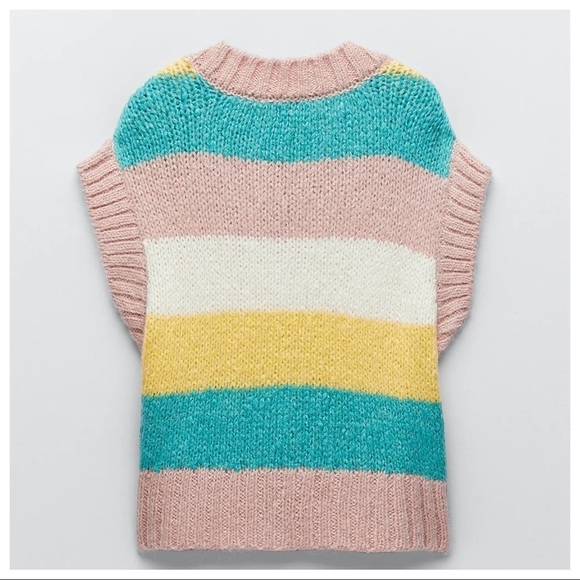 NWT. Zara Multicolor Wool Blend Striped Knit Vest. Size S. - Picture 5 of 8